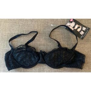NEW Coquette Black Satin/ Lace Bra Women’s Size Small Style 1194